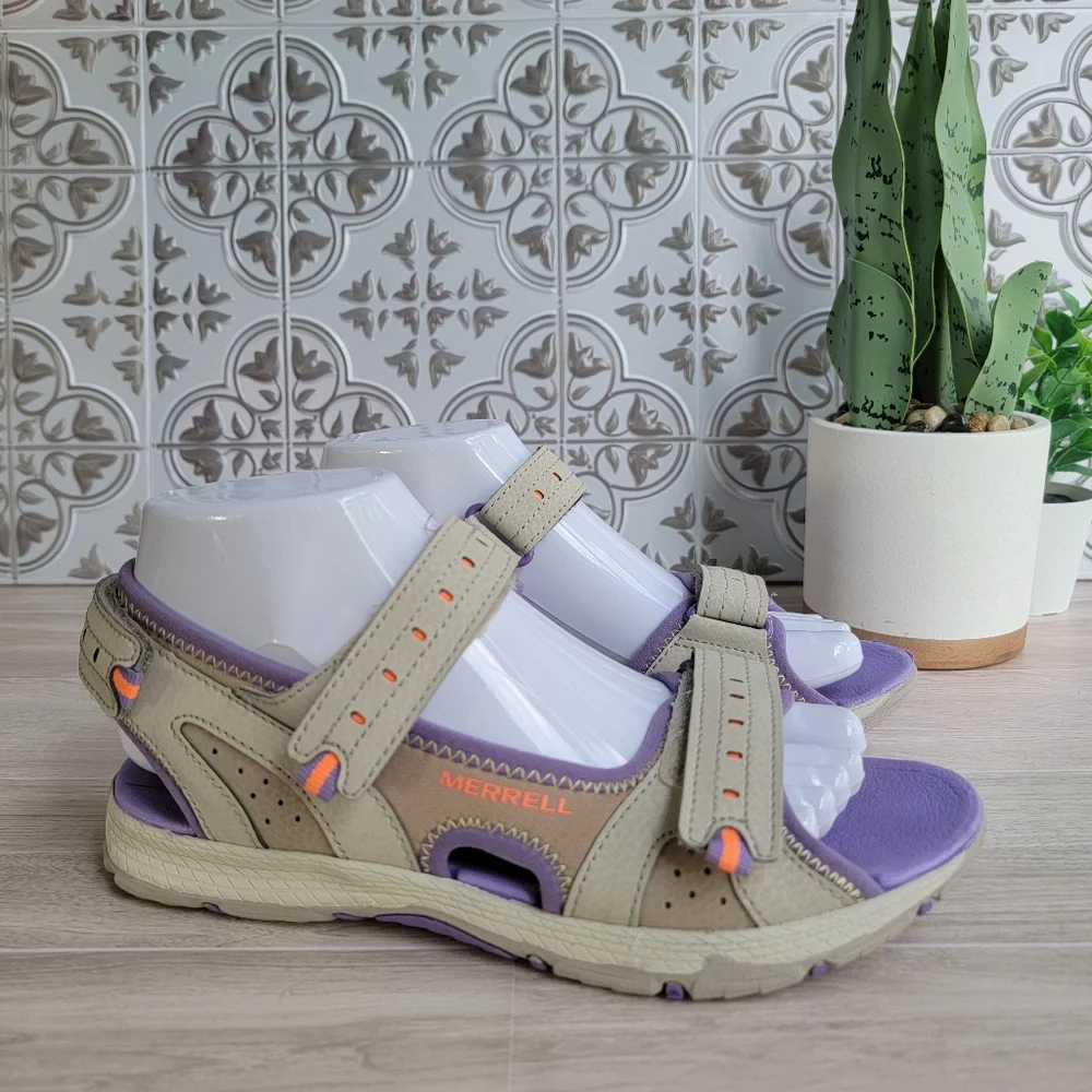 Merrell Youth Girl Panther 2.0 Adjustable Strap Comfort Sport Sandal Beige Sz 5